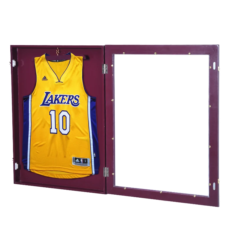 HOMCOM Jersey Display Frame Case, Acrylic Sports Shirt Shadow Box for Basketball Football Baseball, 28" x 35", Brown