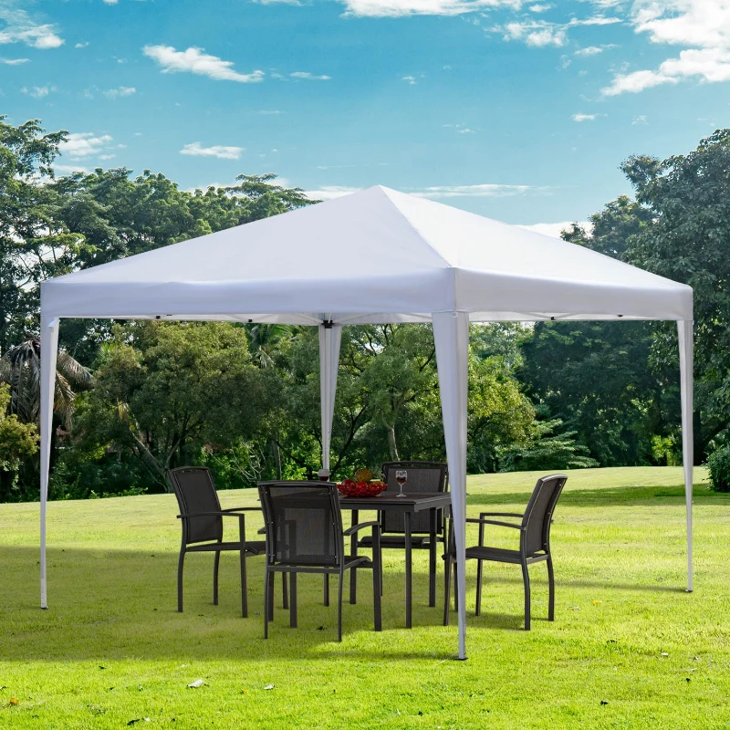 Outsunny 10 x 10ft Folding Pop Up Tent Outdoor Gazebo Canopy with Carrying Bag, White