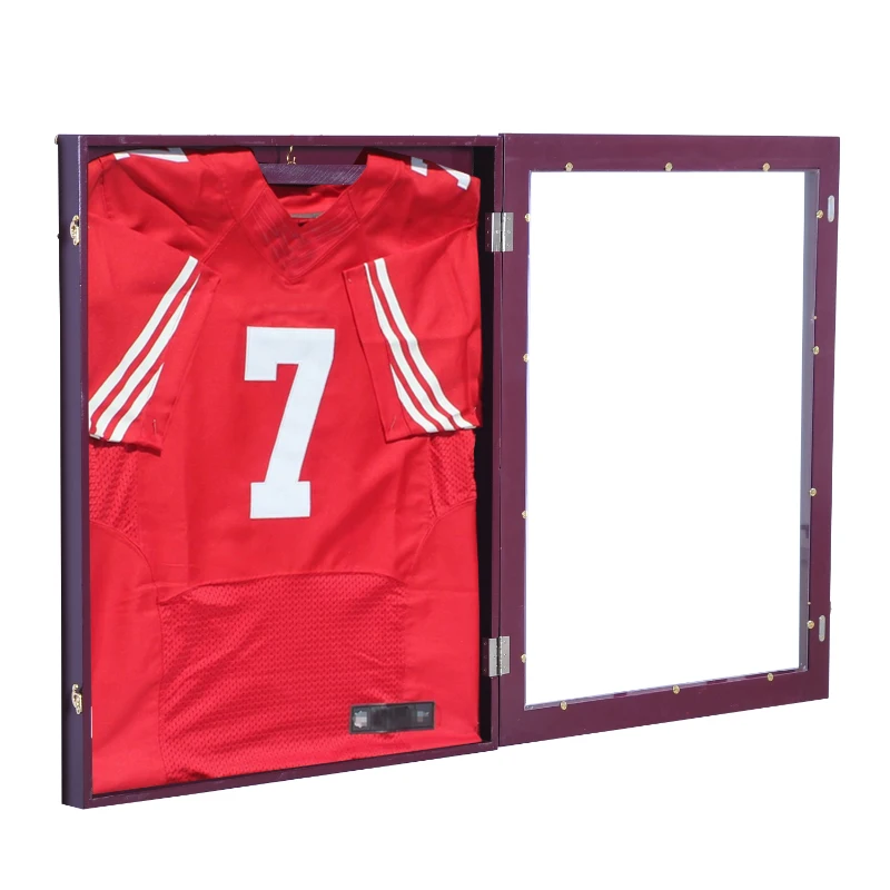 HOMCOM Jersey Display Frame Case, Acrylic Sports Shirt Shadow Box for Basketball Football Baseball, 28" x 35", Brown