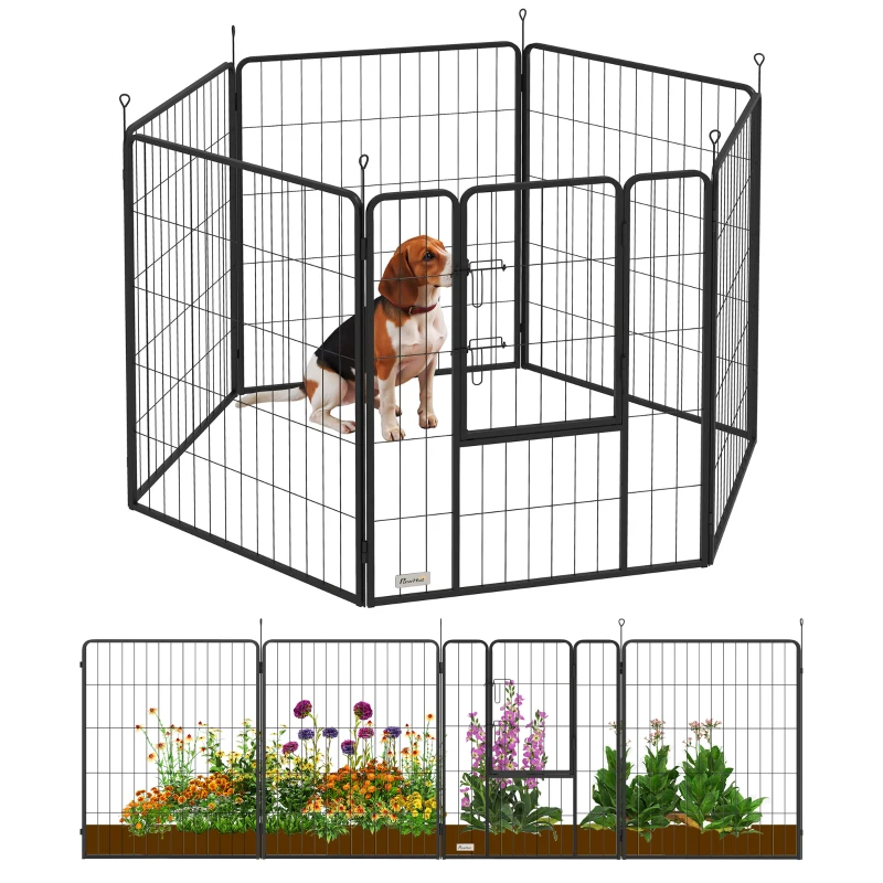 PawHut Heavy Duty Dog Playpen with Door for Large Dogs, 6 Panels, 39"H