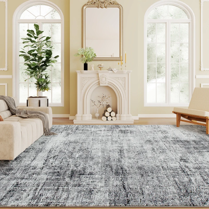 HOMCOM Area Rug for Living Room 5x7, Modern Abstract Machine Washable Rug, Non-Slip Carpet for Bedroom, Dining Room, Grey