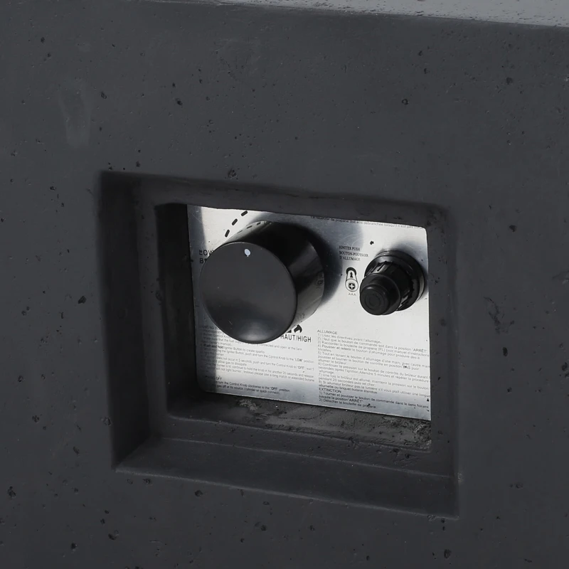 50,000 BTU Square MGO Fire Table with Modern Design, Modern Design with Lightweight Concrete, 40" L x 40" W x 12.5" H, Dark Grey