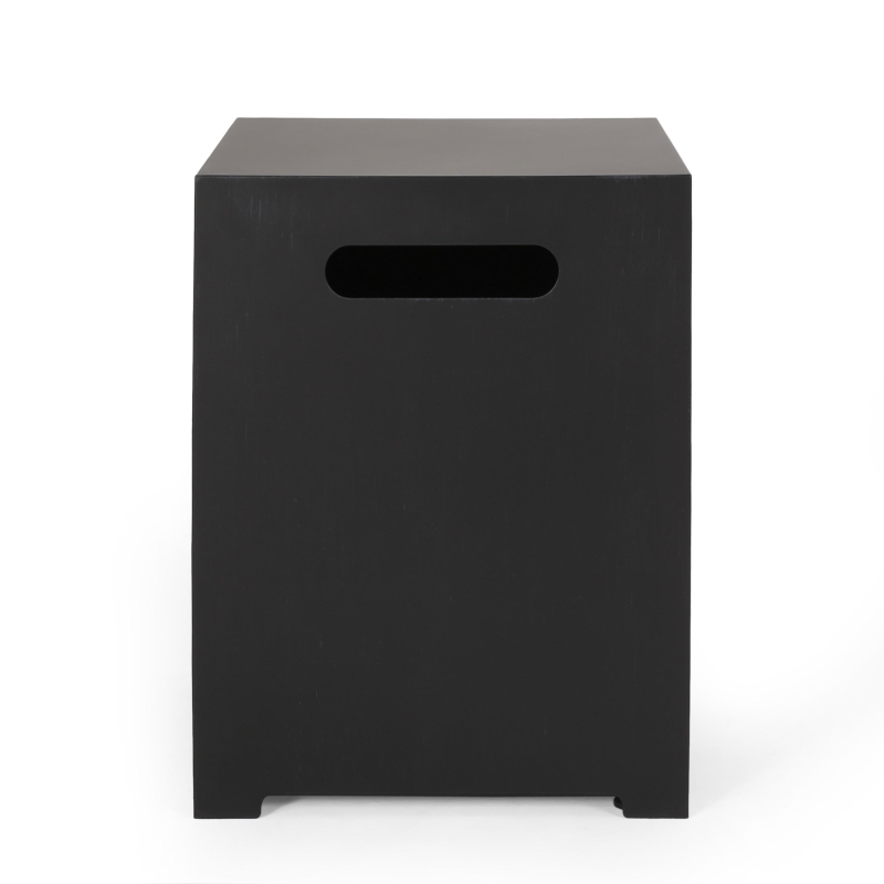 Square Metal Propane Tank Cover Side Table with Durable Iron Frame, Built-in Propane Tank Space, 15.5" L x 15.5" W x 20" H, Dark Grey
