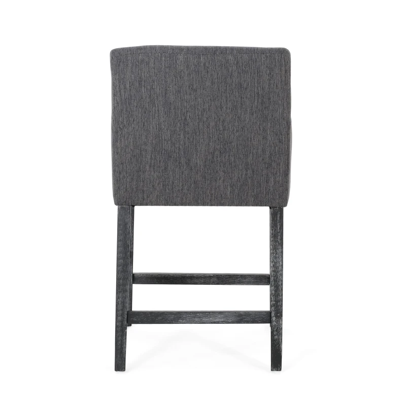 Set of 2 Upholstered Counter Stools with Durable Craftsmanship, Contemporary Style with Rubberwood Frame, 24×23×39.5 inch, Charcoal