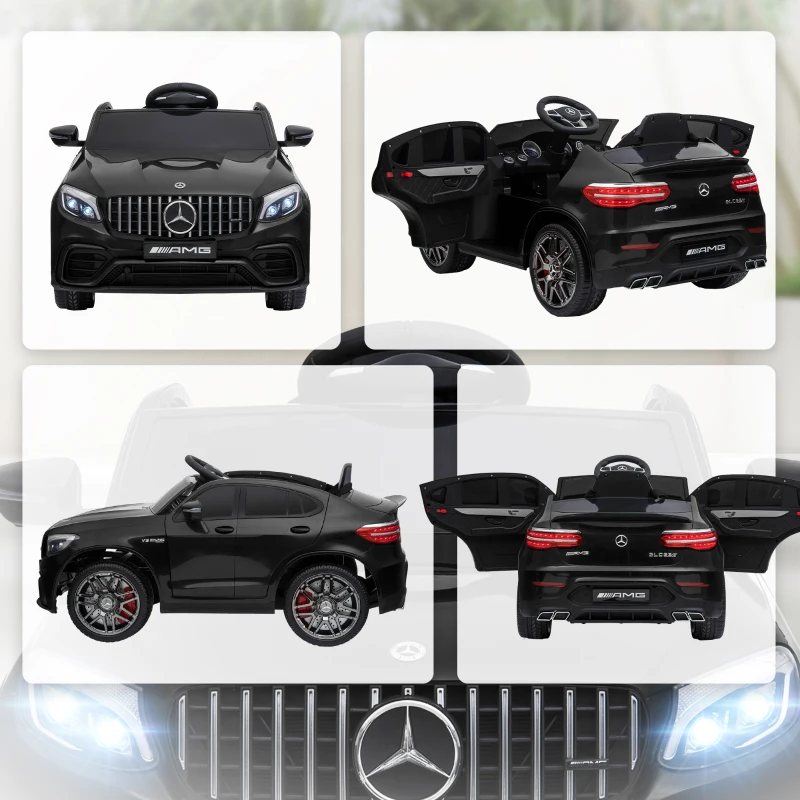 Aosom 12V Toddler Ride On Car with Remote Control, Mercedes Benz AMG GLC63S Coupe, Electric Car with 2 Speed, MP3 Player, Light, Horn, Songs, Suspension, Black(m-10)