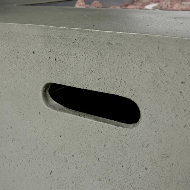 50,000 BTU Square MGO Fire Table for Effortless Warmth, Modern Design with Lightweight Concrete, 40" L x 40" W x 12.5" H, Light Gray