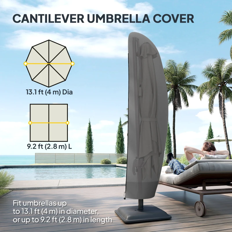 Outsunny 87-Inch Patio Umbrella Cover for for 10ft to 13ft Outdoor Offset Umbrella, Black