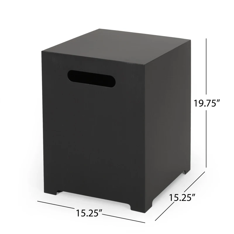 Square Metal Propane Tank Cover Side Table with Durable Iron Frame, Built-in Propane Tank Space, 15.5" L x 15.5" W x 20" H, Dark Grey