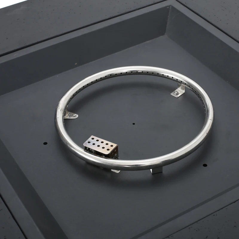 50,000 BTU Square MGO Fire Table with Modern Design, Modern Design with Lightweight Concrete, 40" L x 40" W x 12.5" H, Dark Grey