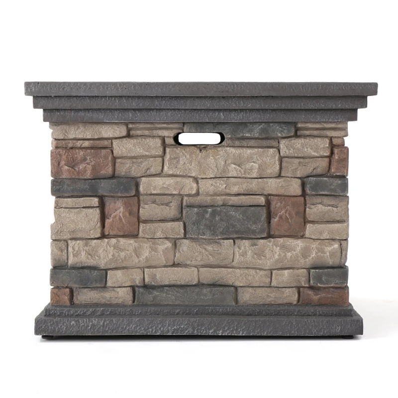 40000 BTU Stone Square MGO Fire Pit with Stylish Square Design, Built-in Tank Space, 32" L x 32" W x 24" H, Stone Gray