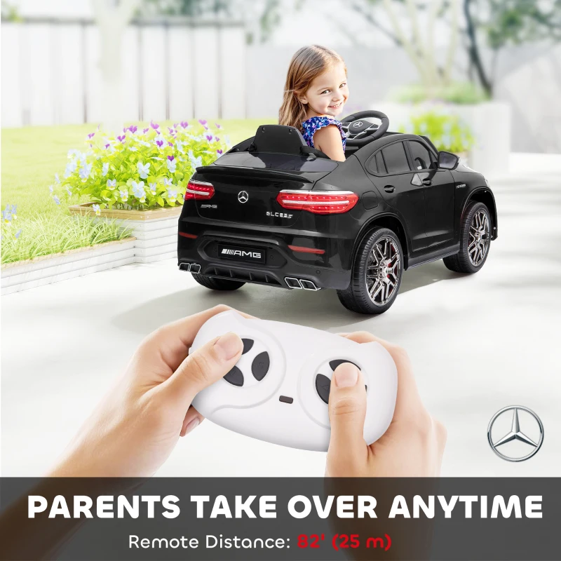 Aosom 12V Toddler Ride On Car with Remote Control, Mercedes Benz AMG GLC63S Coupe, Electric Car with 2 Speed, MP3 Player, Light, Horn, Songs, Suspension, Black(m-6)
