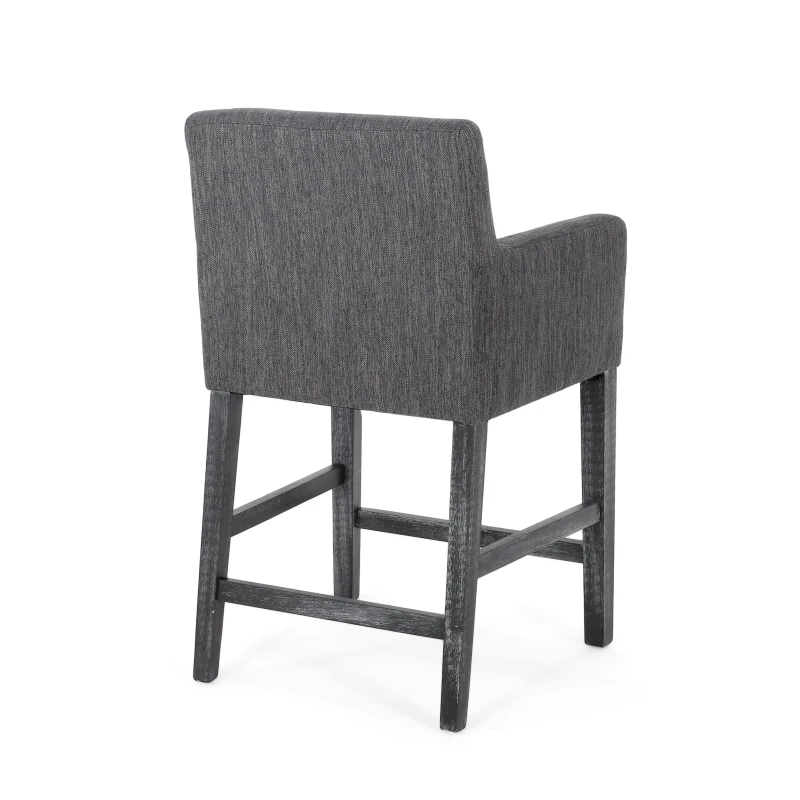 Set of 2 Upholstered Counter Stools with Durable Craftsmanship, Contemporary Style with Rubberwood Frame, 24×23×39.5 inch, Charcoal