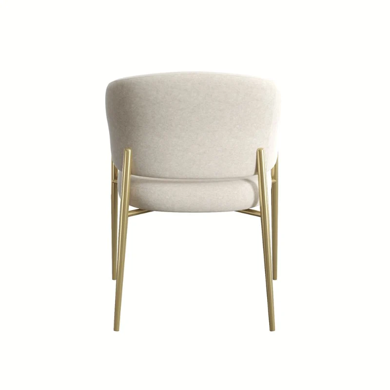 Set of 2 Modern Dining Chairs with Metal Frame for Long-Lasting Use, Fabric Upholstered with Curved Backrest, 24" L x 22" W x 31.5" H, Beige