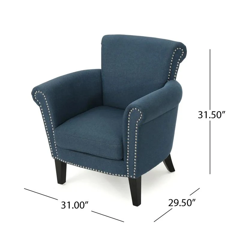 Modern Accent Chair with Modern Design, Leisure Club Chair with Wood Legs for Living Room, 31" L x 29.5" W x 31.5" H, Navy Blue