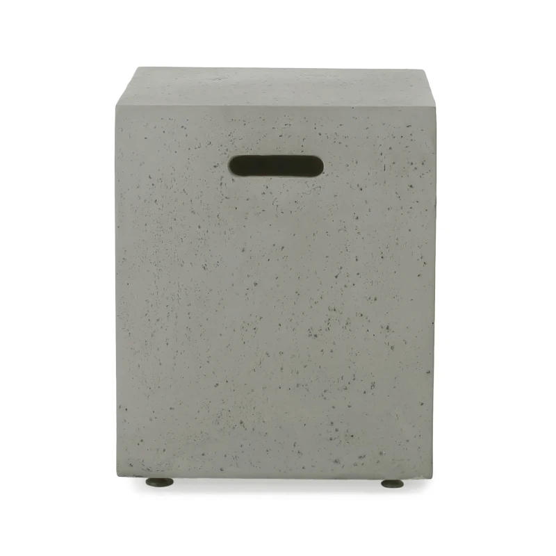 Modern MGO Tank Holder Side Table with Multi-functional Design, Lightweight Concrete for Durability, 16.5" L x 16.5" W x 20.5" H, Light Grey