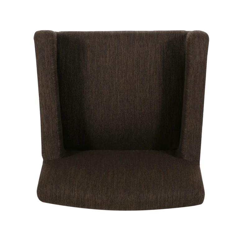Upholstered Counter Stool with Rubberwood Frame, Contemporary Style with Rounded Armrests, 24" L x 23" W x 39.5" H, Brown