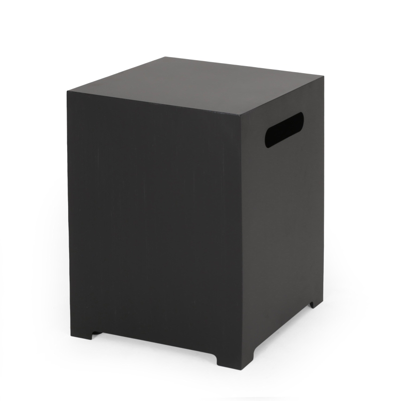 Square Metal Propane Tank Cover Side Table with Durable Iron Frame, Built-in Propane Tank Space, 15.5" L x 15.5" W x 20" H, Dark Grey