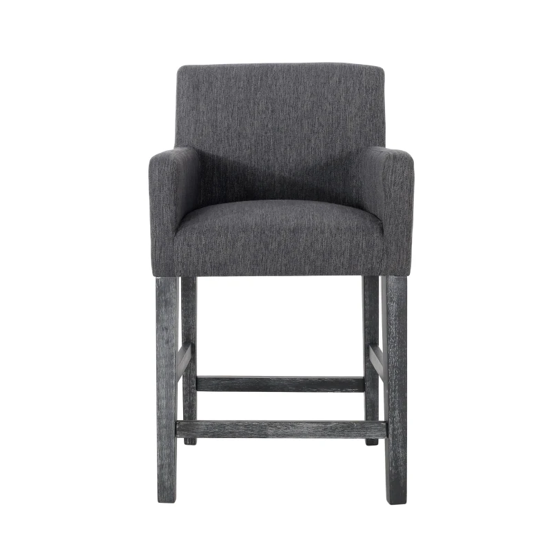 Set of 2 Upholstered Counter Stools with Durable Craftsmanship, Contemporary Style with Rubberwood Frame, 24×23×39.5 inch, Charcoal
