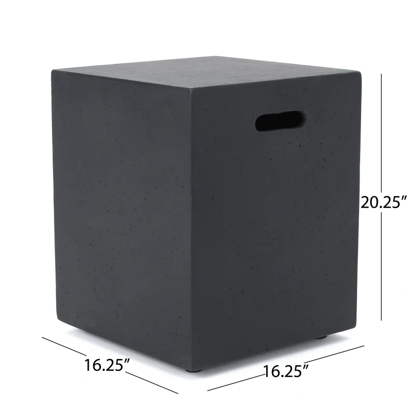 Modern MGO Tank Holder Side Table with Multi-functional Design, Lightweight Concrete for Durability, 16.5" L x 16.5" W x 20.5" H, Dark Grey