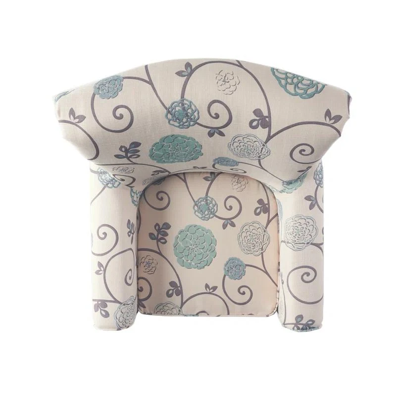 Contemporary Fabric Club Chair with Birch Wood Legs and Tonal Piping, Plush Seating for Ultimate Comfort, 32" L x 34" W x 37.5" H, White+Blue