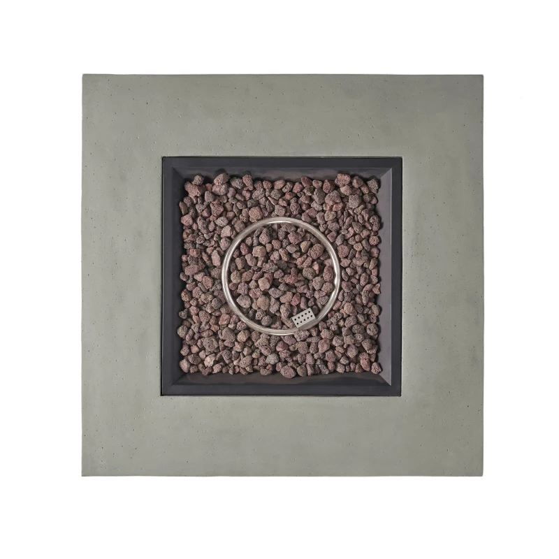 50,000 BTU Square MGO Fire Table for Effortless Warmth, Modern Design with Lightweight Concrete, 40" L x 40" W x 12.5" H, Light Gray