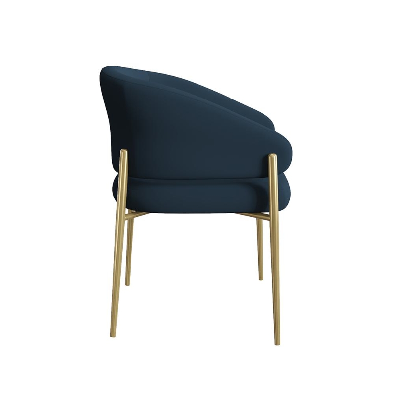 Set of 2 Modern Dining Chairs with Metal Frame for Long-Lasting Use, Fabric Upholstered with Curved Backrest, 24" L x 22" W x 31.5" H, Blue