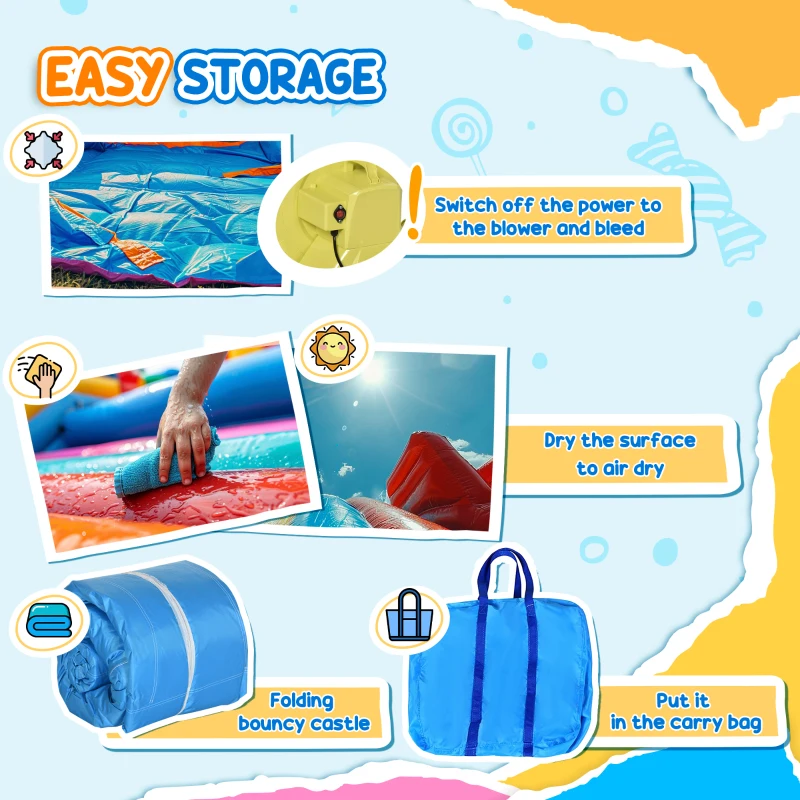 Outsunny Kids Bounce House Inflatable Slide with Splash Pool, Water Cannon, Climbing Wall, Inflator Included, 6 in1 Bouncy Castle Kids Backyard Activity Outdoor Water Play Toy