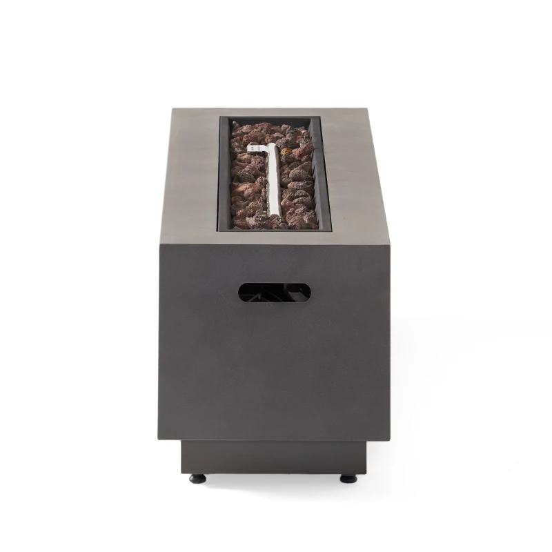 50,000 BTU Rectangular Iron Fire Pit with Modern Design, Propane Gas, Durable Powder-Coated Frame, 48" L x 15" W x 15" H, Stone Gray