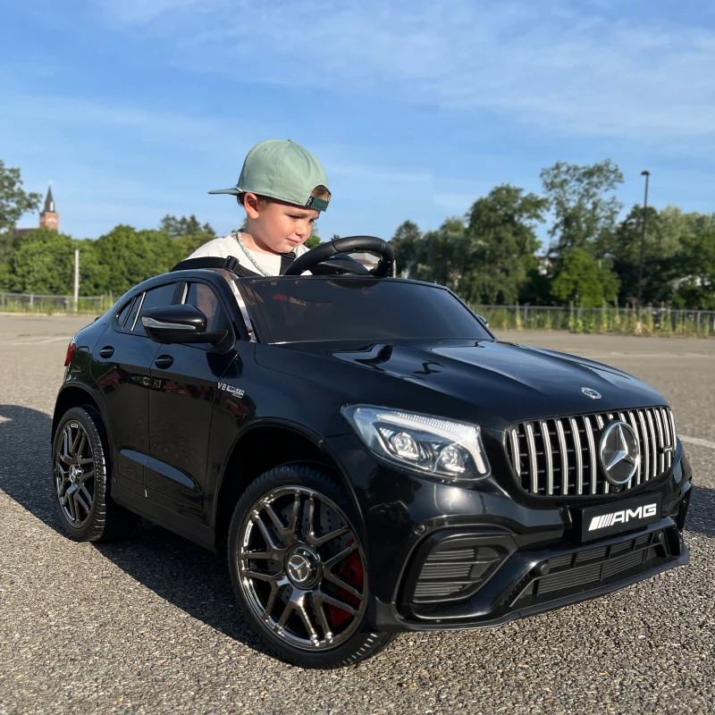 Aosom 12V Toddler Ride On Car with Remote Control, Mercedes Benz AMG GLC63S Coupe, Electric Car with 2 Speed, MP3 Player, Light, Horn, Songs, Suspension, Black(m-12)