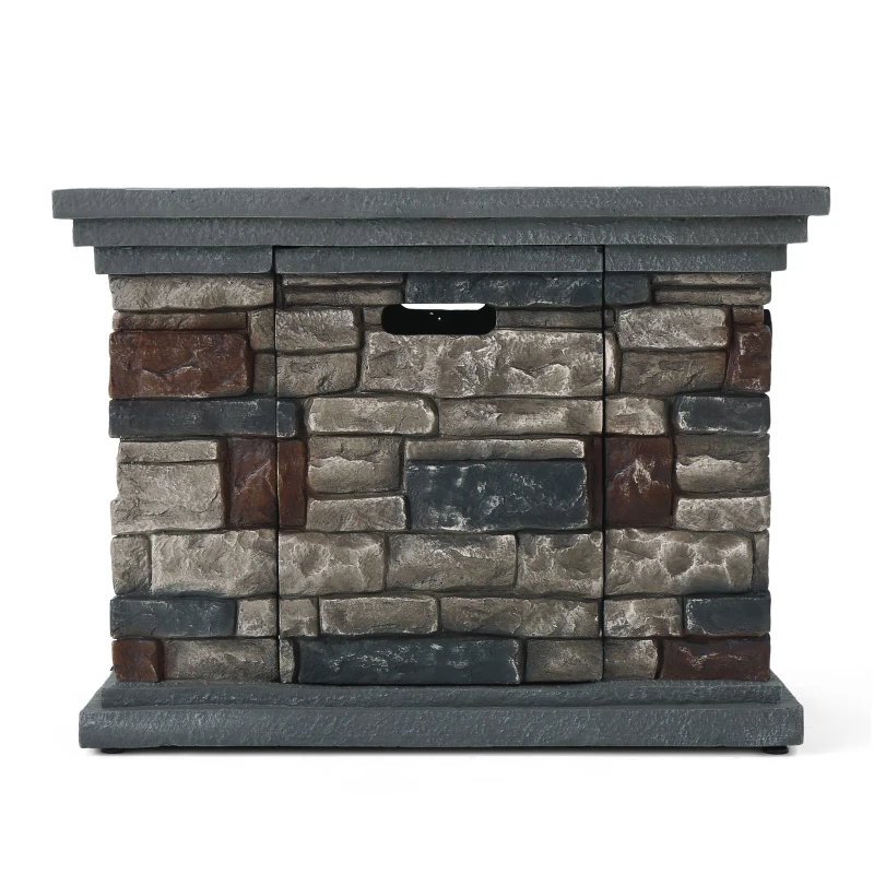40000 BTU Stone Square MGO Fire Pit with Stylish Square Design, Built-in Tank Space, 32" L x 32" W x 24" H, Stone Gray