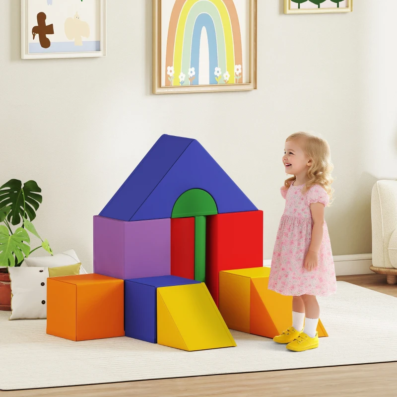 Soozier 11 Piece Soft Play Blocks Kids Climb and Crawl Gym Toy Foam Building Light Colour
