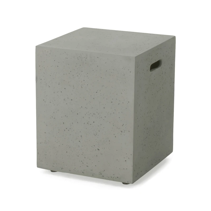 Modern MGO Tank Holder Side Table with Multi-functional Design, Lightweight Concrete for Durability, 16.5" L x 16.5" W x 20.5" H, Light Grey