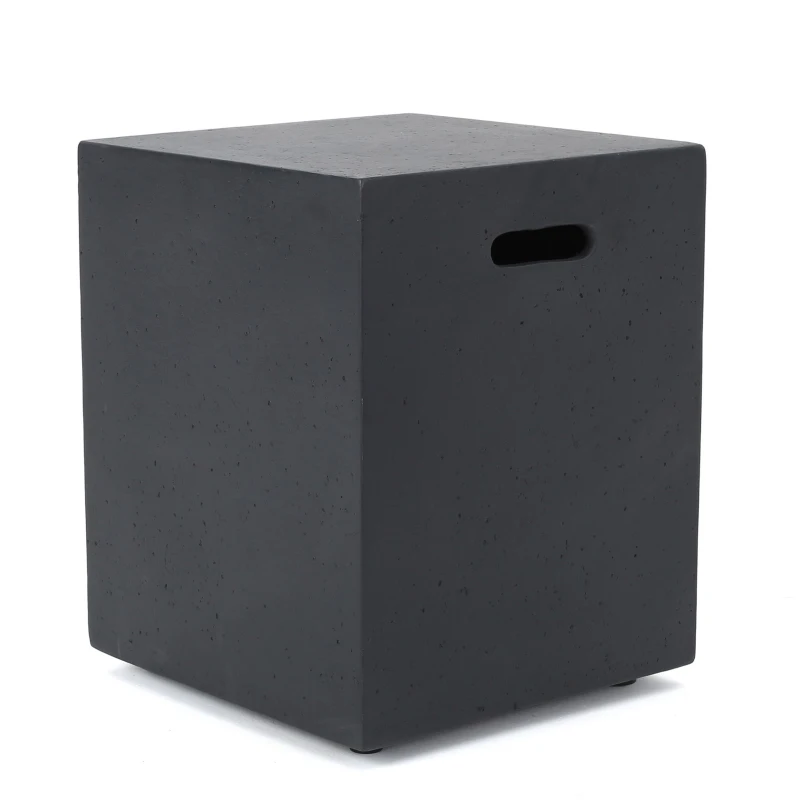 Modern MGO Tank Holder Side Table with Multi-functional Design, Lightweight Concrete for Durability, 16.5" L x 16.5" W x 20.5" H, Dark Grey