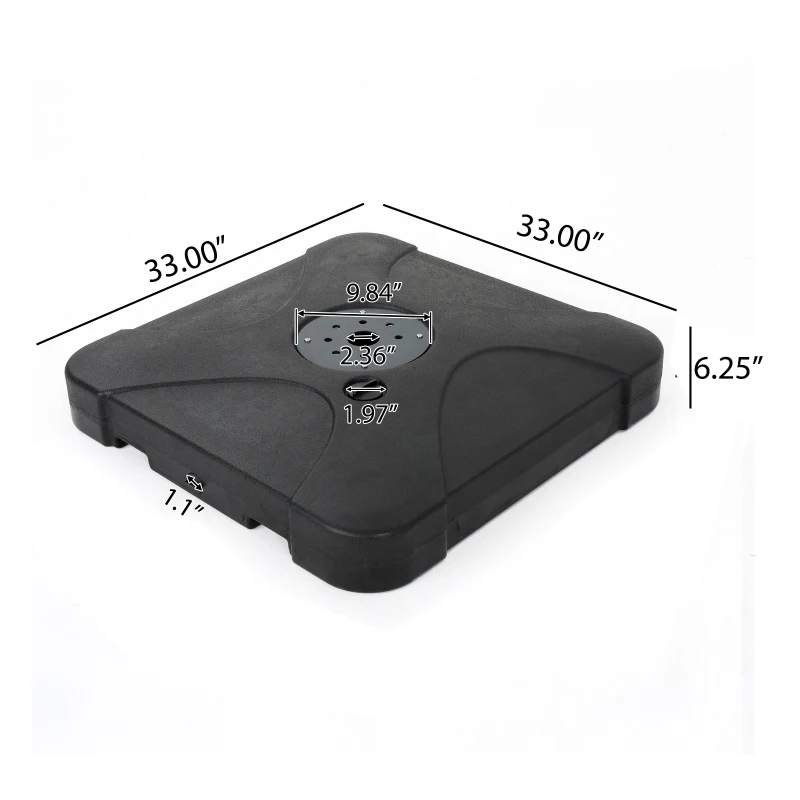 Refillable Resin Construction for 10-Foot Cantilever Umbrella, Royal Canopy Umbrella Base for Outdoor Use, 33" L x 33" W x 5" H, Black