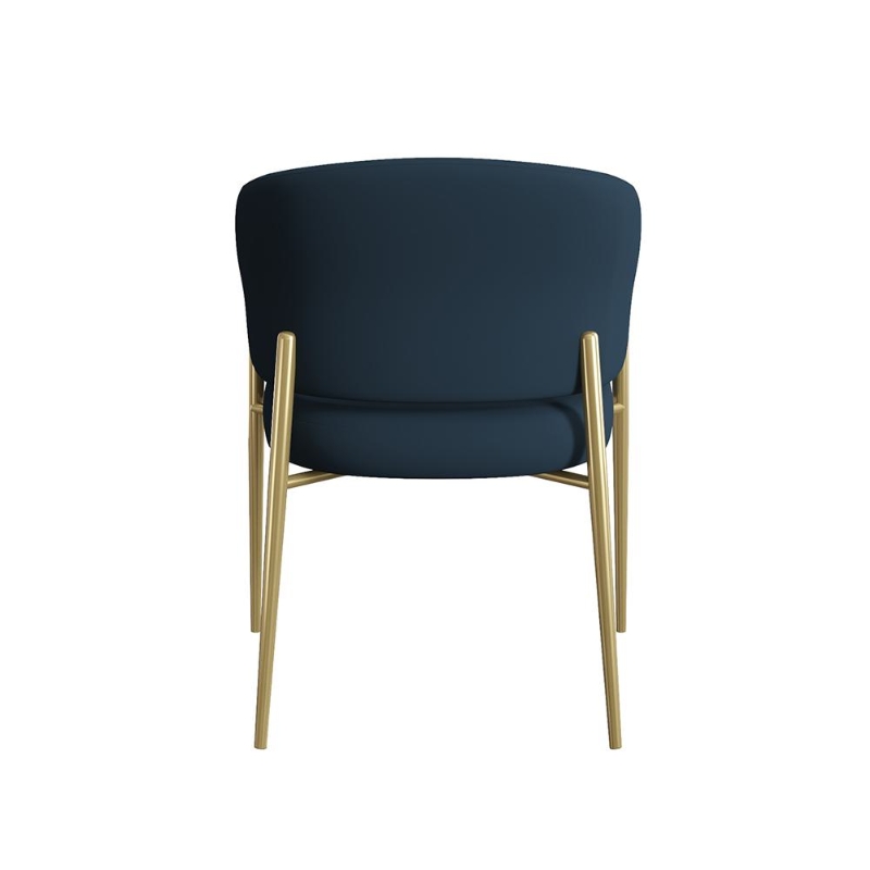 Set of 2 Modern Dining Chairs with Metal Frame for Long-Lasting Use, Fabric Upholstered with Curved Backrest, 24" L x 22" W x 31.5" H, Blue