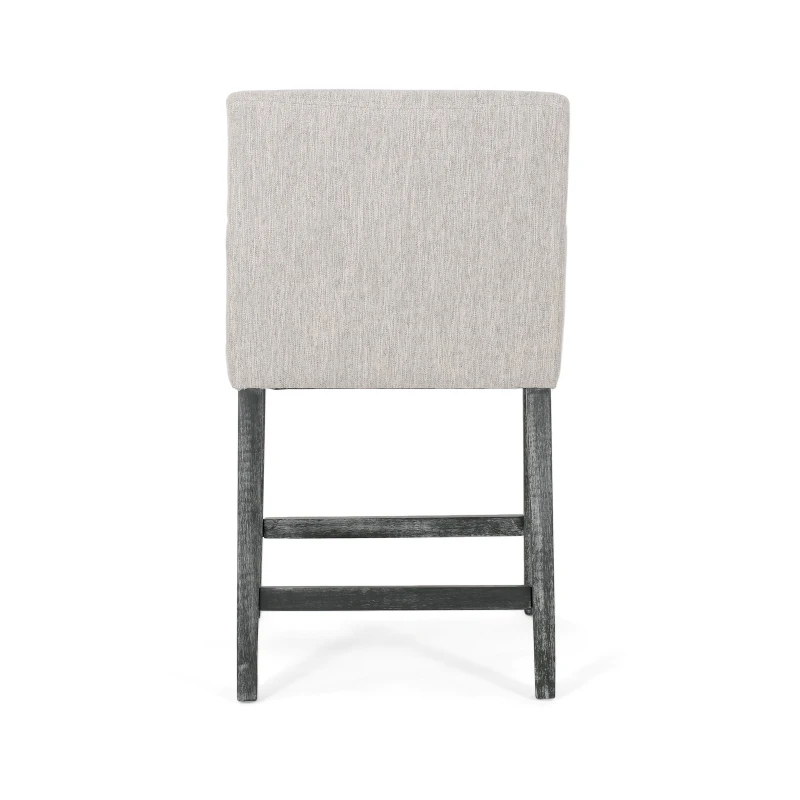 Set of 2 Upholstered Counter Stools with Durable Craftsmanship, Contemporary Style with Rubberwood Frame, 24×23×39.5 inch, Light Gray