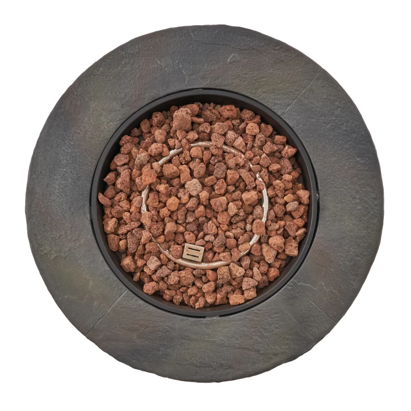 40,000 BTU Stone Circular Fire Pit Perfect for Family Gathering, Round Outdoor Firepit with Slipcover, 33" L x 24" H, Stone Gray
