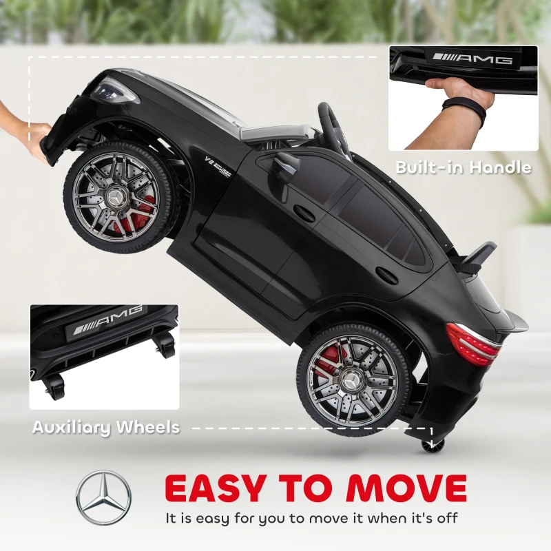 Aosom 12V Toddler Ride On Car with Remote Control, Mercedes Benz AMG GLC63S Coupe, Electric Car with 2 Speed, MP3 Player, Light, Horn, Songs, Suspension, Black(m-7)