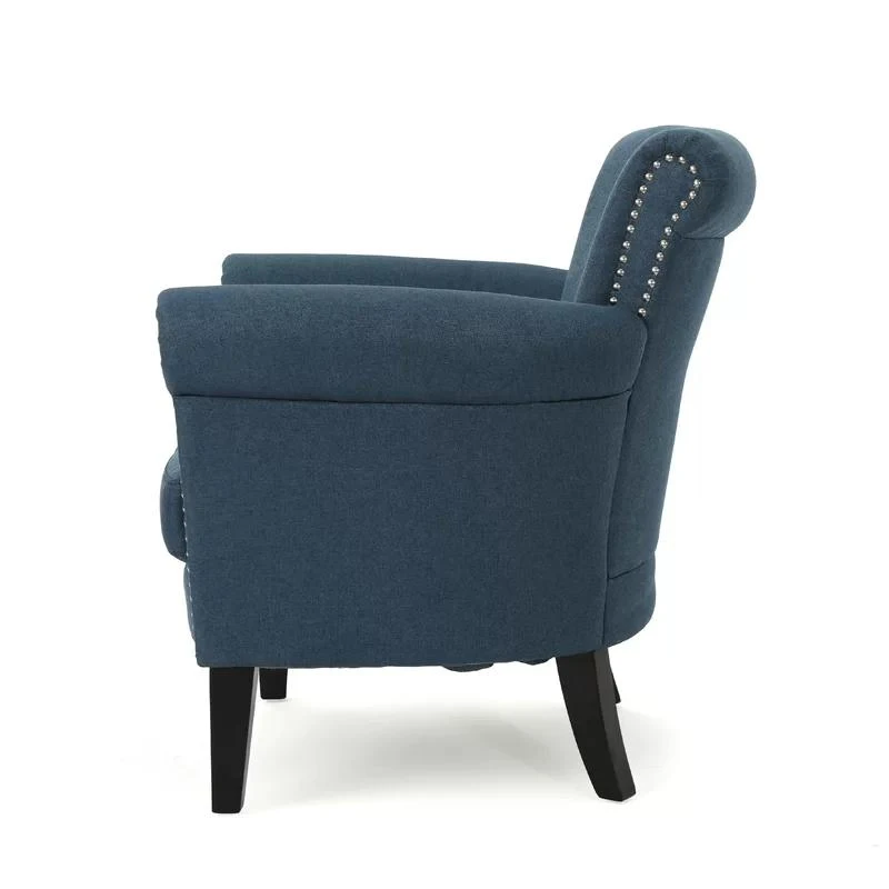 Modern Accent Chair with Modern Design, Leisure Club Chair with Wood Legs for Living Room, 31" L x 29.5" W x 31.5" H, Navy Blue
