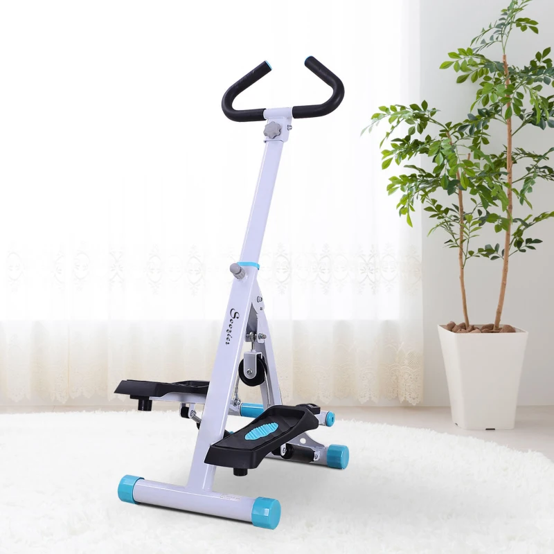 Soozier Height Adjustable Stair Stepper, Stepper Exercise Machine with Handlebar, LCD Monitor, Turquoise