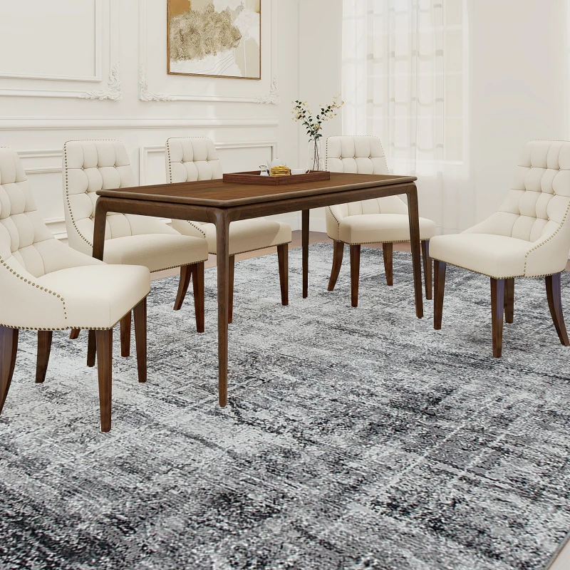 HOMCOM Area Rug for Living Room 8x10, Modern Abstract Machine Washable Rug, Non-Slip Carpet for Bedroom, Dining Room, Grey