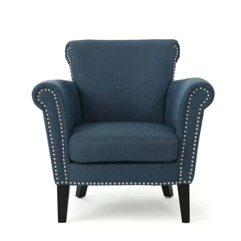 Modern Accent Chair with Modern Design, Leisure Club Chair with Wood Legs for Living Room, 31" L x 29.5" W x 31.5" H, Navy Blue