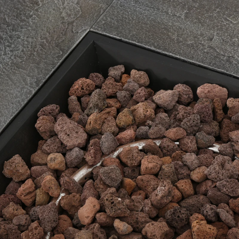 40,000 BTU Outdoor Square MGO Fire Pit with Natural Stone Finish, Perfect for Social Gatherings, 33" L x 33" W x 24.5" H, Stone Gray