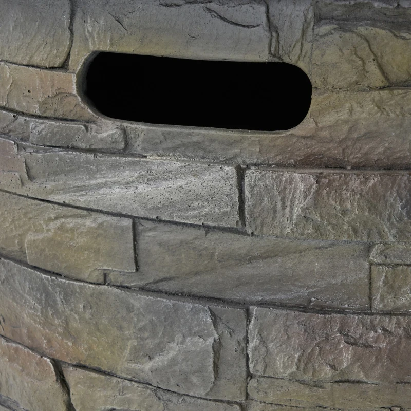 40,000 BTU Stone Circular Fire Pit Perfect for Family Gathering, Round Outdoor Firepit with Slipcover, 33" L x 24" H, Stone Gray