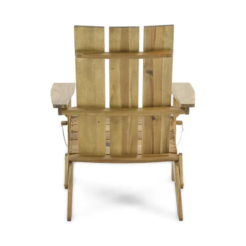 Solid Wood Folding Adirondack Chair Designed for Convenience, Acacia Patio Seating Ideal for Easy Storage, 30" L x 32" W x 37" H, Natural