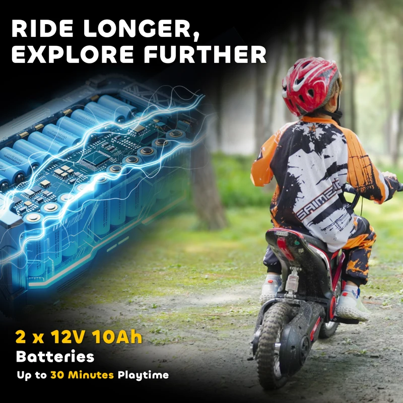 Aosom 24V 350W Electric Dirt Bike Up to 15 MPH w/ Twist Grip Throttle, Red(m-6)