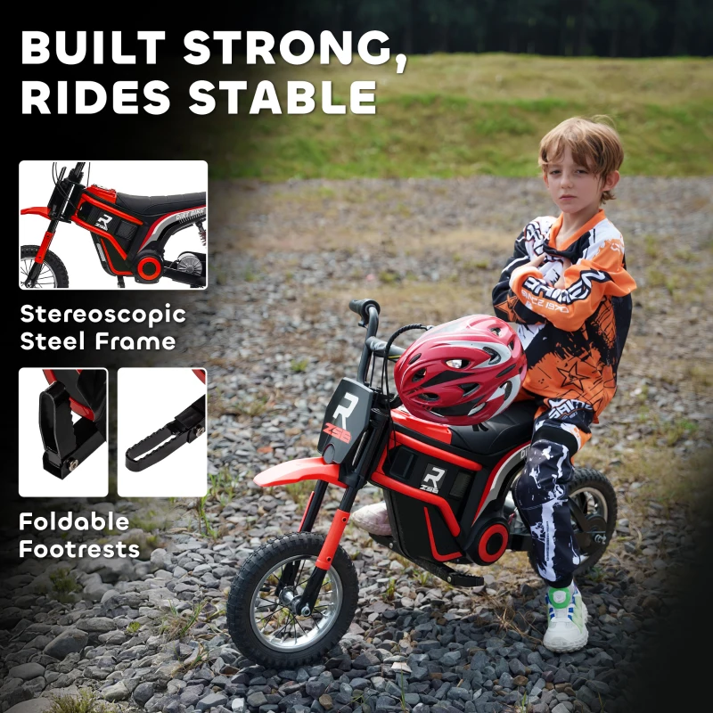 Aosom 24V 350W Electric Dirt Bike Up to 15 MPH w/ Twist Grip Throttle, Red(m-9)