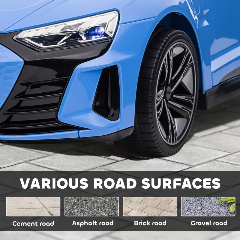 Aosom Electric Car for Kids, 12V Licensed Audi RS E-tron GT 3.1 MPH Kids Ride on Car, Ride-on Toy with Remote Control, 4 Suspension Wheels, Horn, Music, Lights, for Boys and Girls, Blue