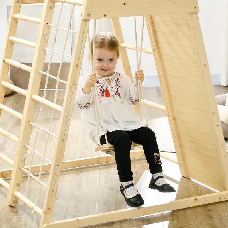 Qaba 5-in-1 Indoor Jungle Gym Playground with Swing, Climber, Monkey Bars