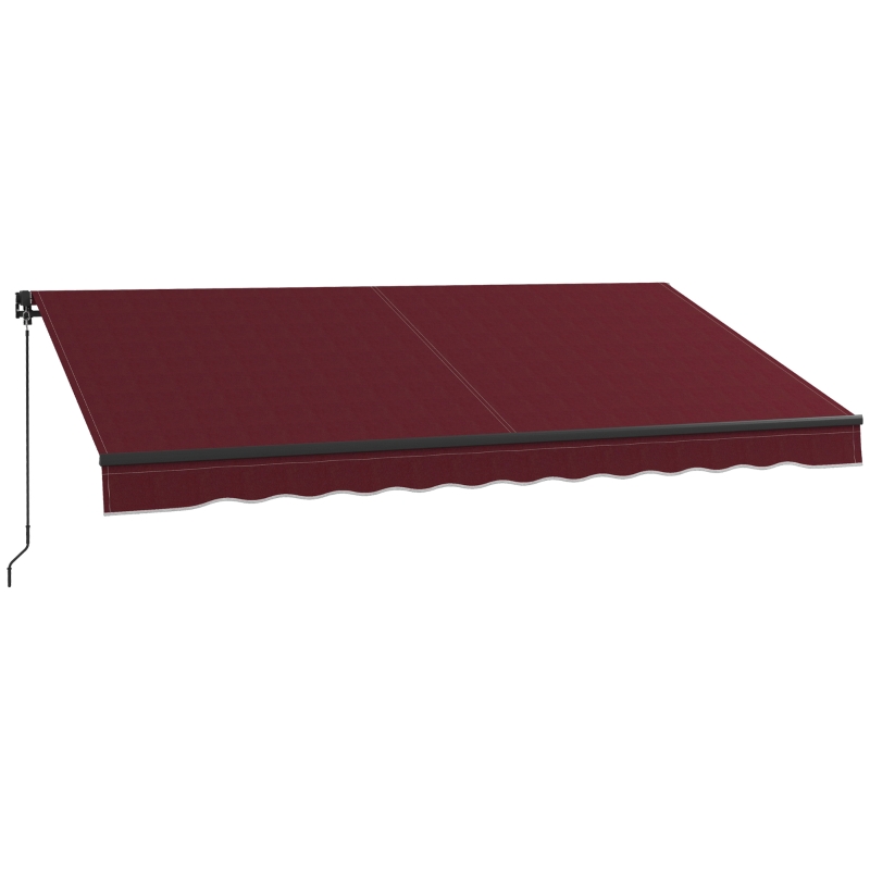 Outsunny 12' x 10' Retractable Awning, 280gsm UV Resistant Sunshade Shelter, for Deck, Balcony, Yard, Wine Red